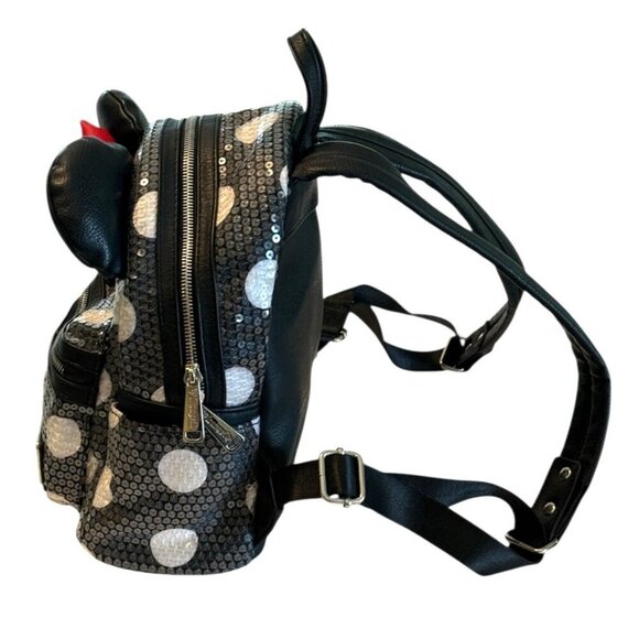 Disney Parks Minnie Mouse Loungefly Sequined Polka Dot Backpack - Picture 6 of 10
